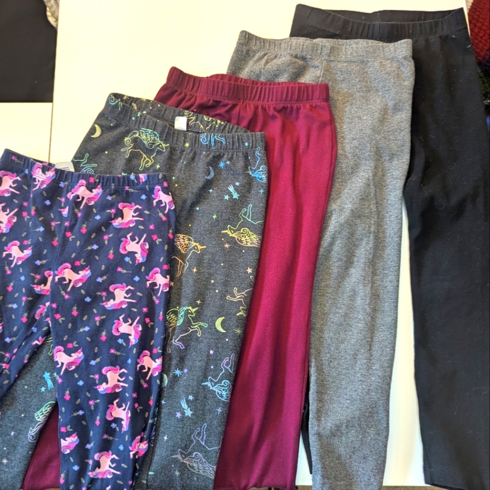 Colorful Kids Leggings Set of 5 size 6x